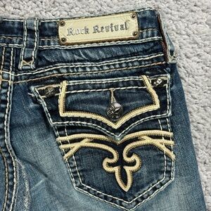 Rock Revival Jeans Womens 28 Kelly Skinny Big Stitch Denim Style RE82865L Street